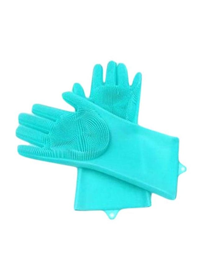 2-Piece Silicone Cleaning Gloves Blue