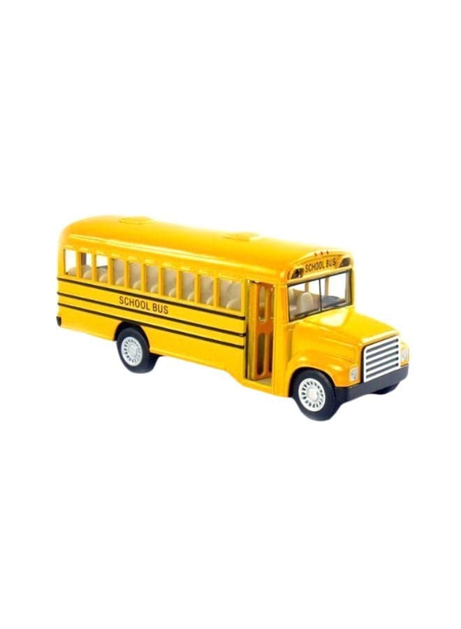Die Cast Long Nose School Bus With Pull Back Openable Door Multicolour 6inch