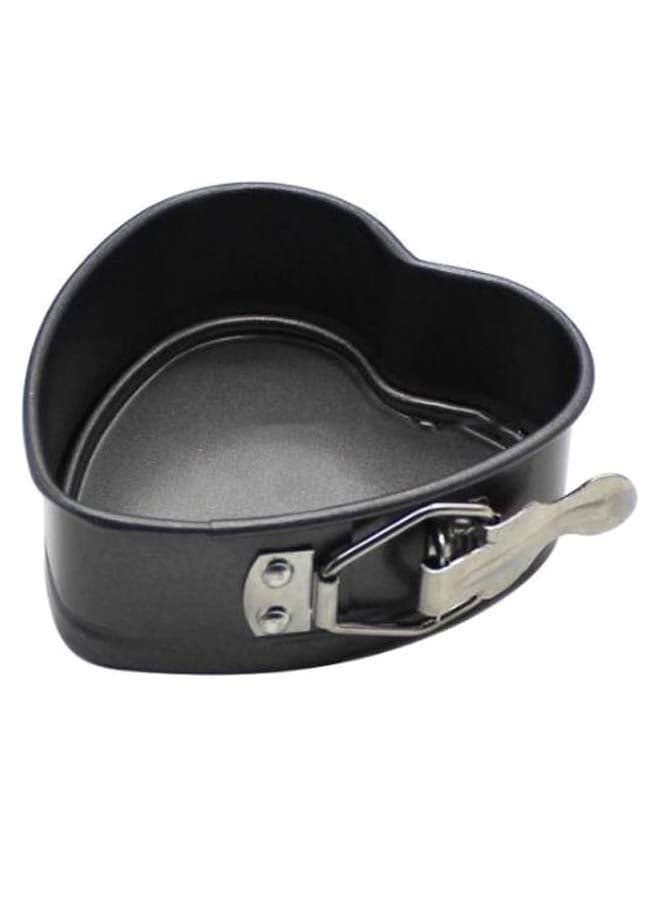 Heart-Shaped Buckle Cake Baking Mould Black/Silver 4inch