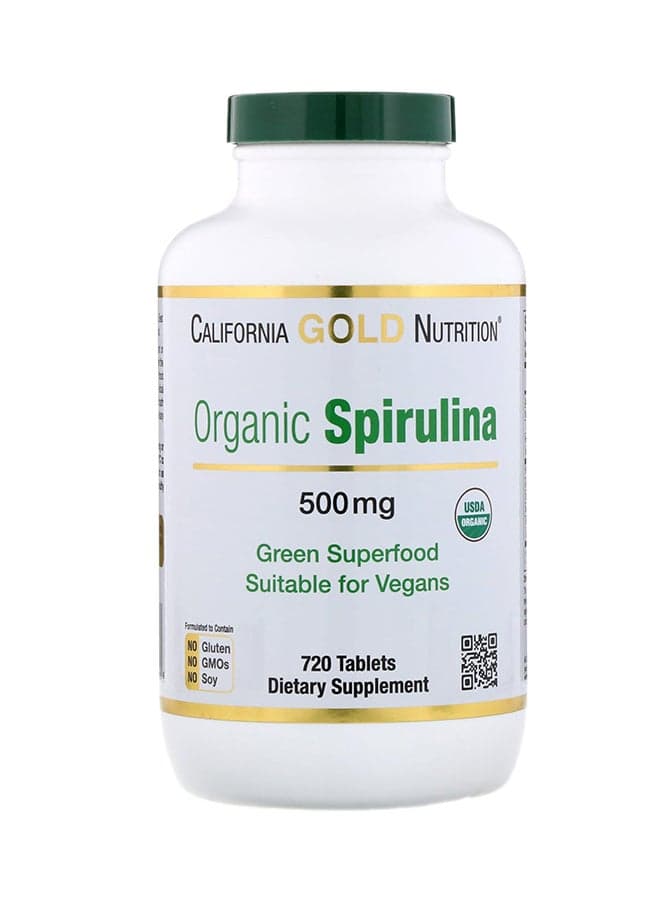 Organic Spirulina 500 Mg Dietary Supplement-720 Tablets