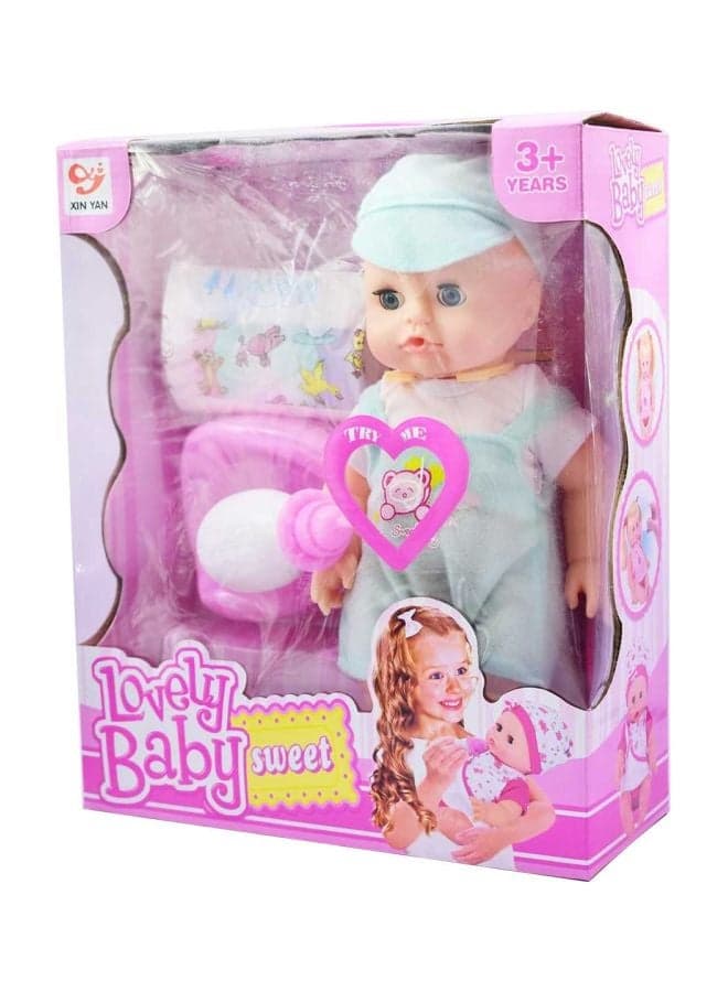 Lovely Baby Doll With Hair Tools And Diaper Set