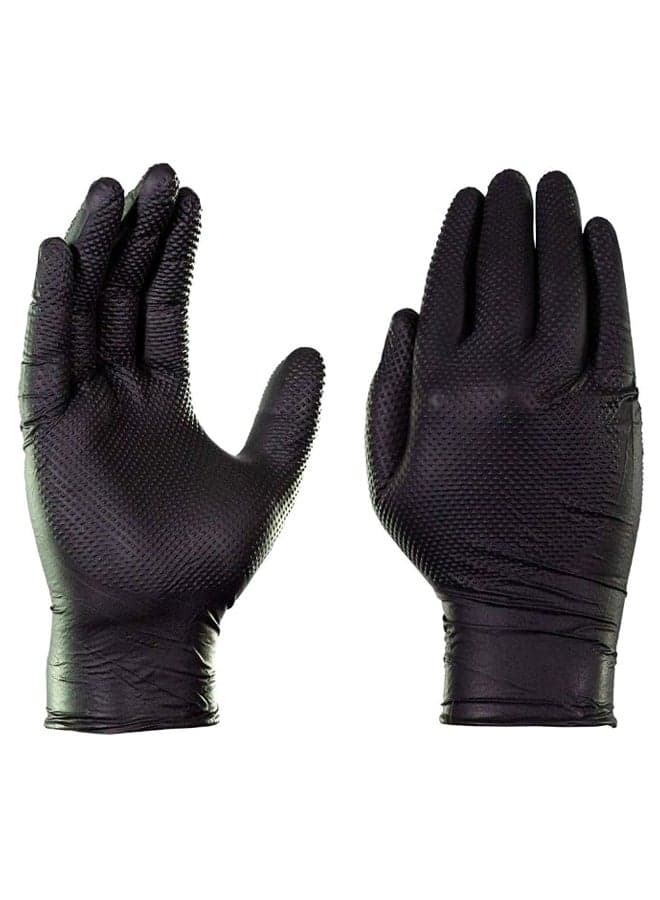 Pair Of 50 Diamond Texture Disposable Gloves Black One Size