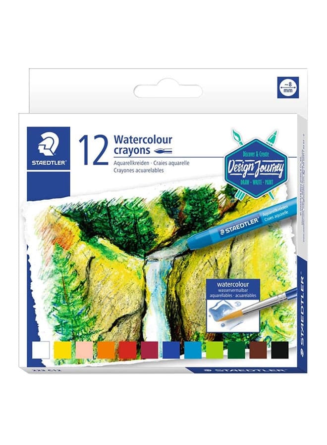 Watercolour Crayons Set, Pack Of 12 Multicolour