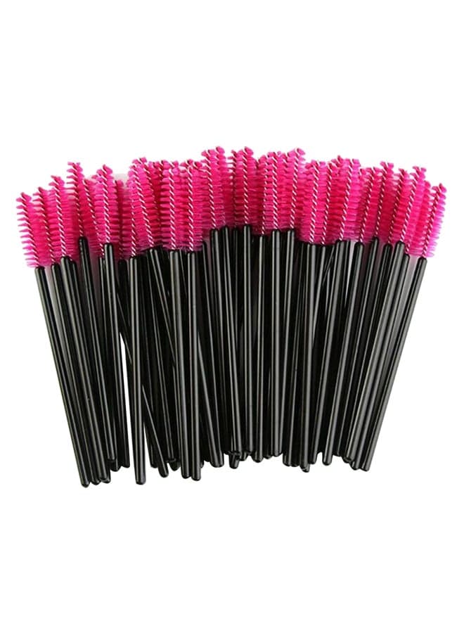 50-Piece Disposable Eyelash Mascara Brush Set Black/Pink