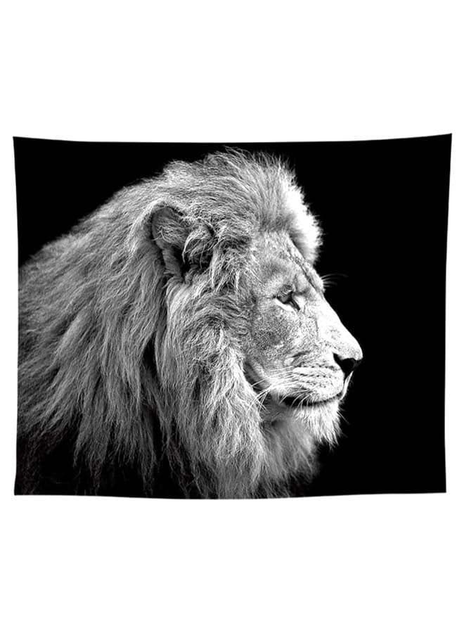 Lion Printed Tapestry Black/Off White/Grey 130 x 150centimeter