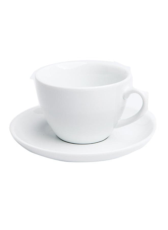 2-Piece Ergonomically Designed Fade-Proof Comfortable Grip Cup And Saucer White 14.2x14.2x1.8cm