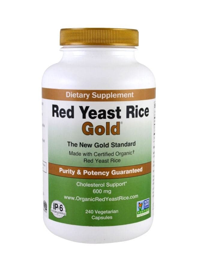 Red Yeast Rice Gold Dietary Supplement (600 mg) - 240 Vegetarian Capsules