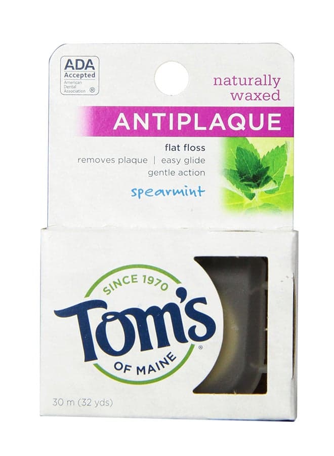 Natural Antiplaque Waxed Spearmint Flat Floss 32yard