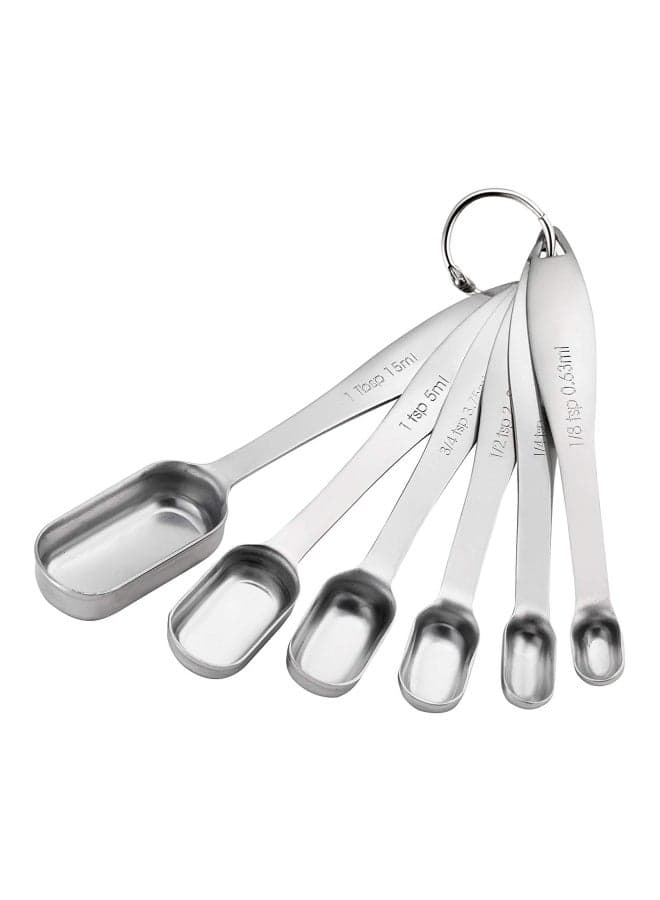 6-Piece Stainless Steel Measuring Spoon Set Silver