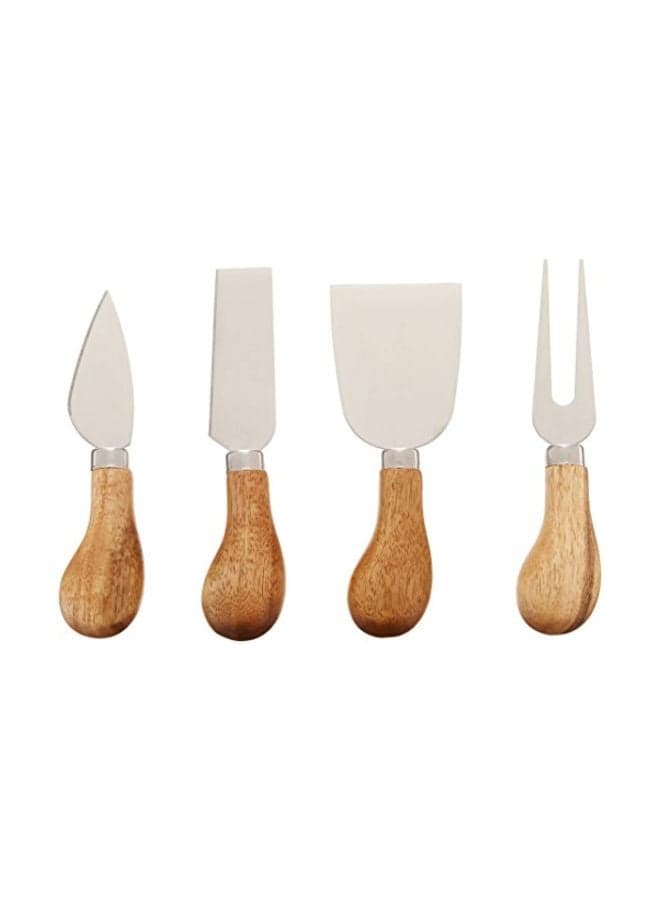 4-Piece Cheese Knives And Serving Tools Set Silver/Brown