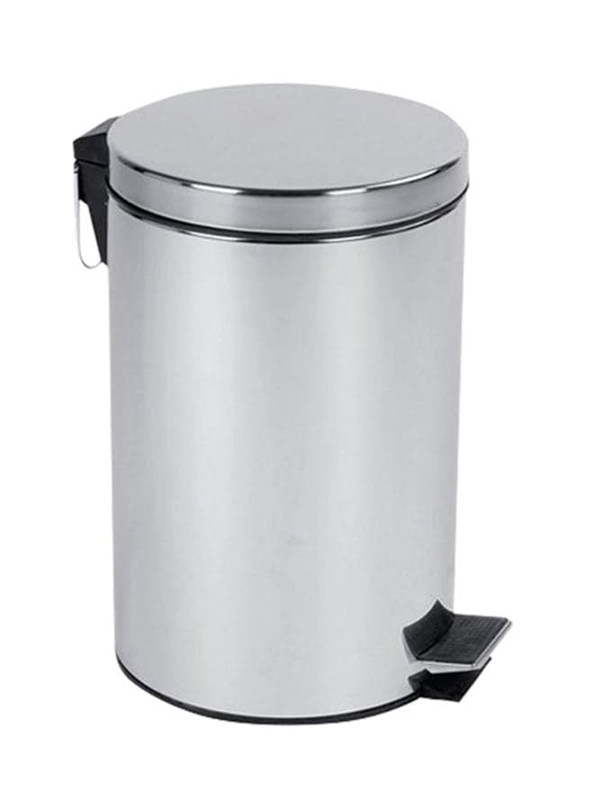 Stainless Steel Pedal Round Bin Silver 5Liters
