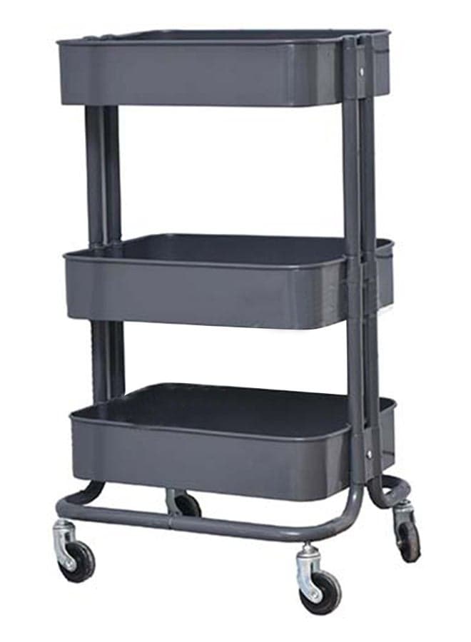 Four Wheels 3 Tier Rolling Cart Dark Grey 79x45cm