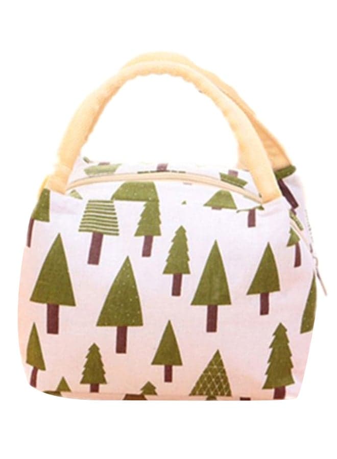 Tree Printed Insulated Thermal Lunch Bag White/Green/Brown