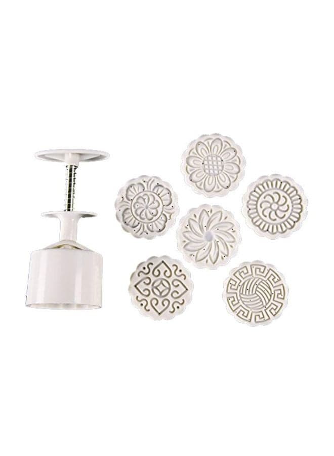 Moon Cake Mold With 6 Stamps White