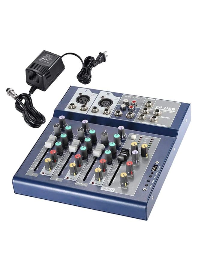 4-Channel Audio Mixer Console Built-In Effect VM1054 Blue/Black