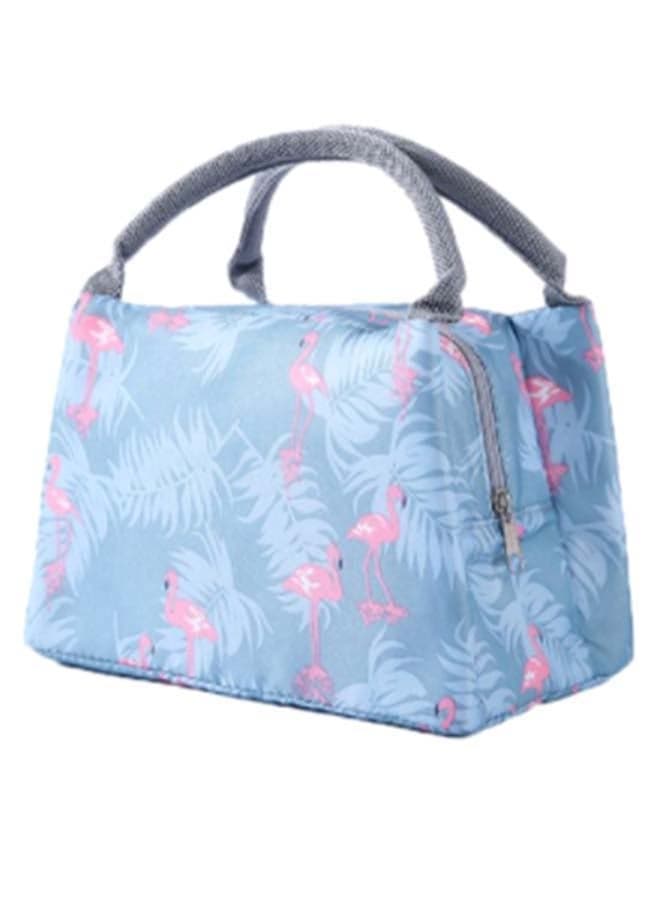 Flamingo Printed Thermal Insulated Lunch Bag Blue/Pink