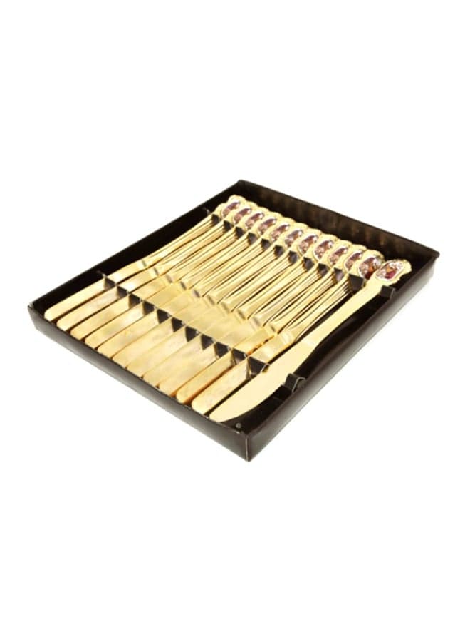 12-Piece Dessert Knife Set Gold 22x19x3cm
