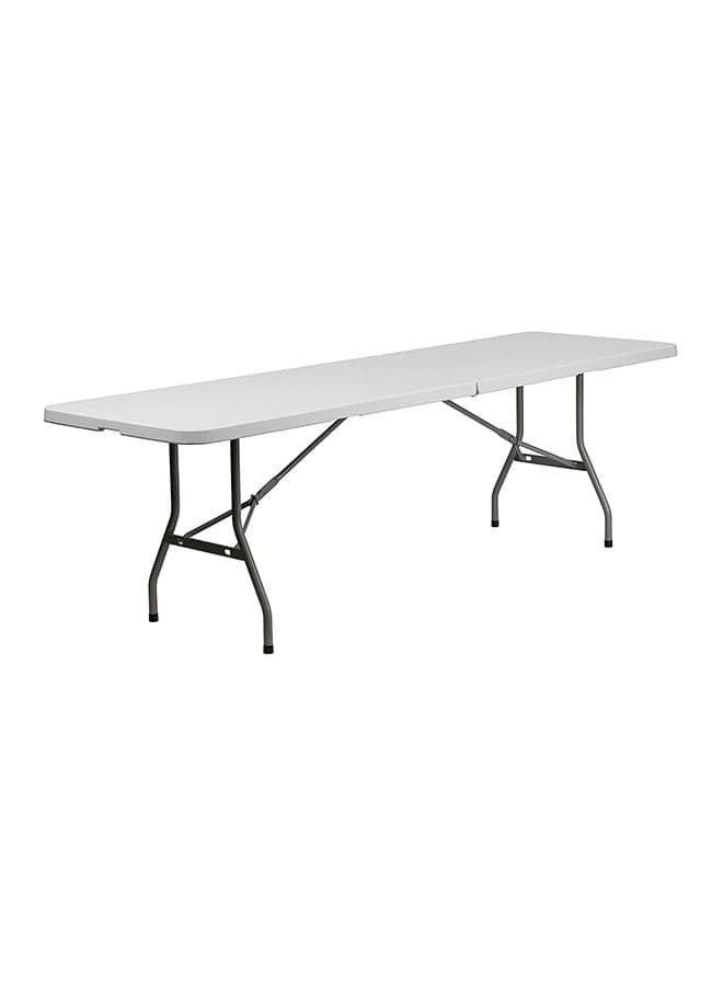 Bi-Fold Granite Plastic Folding Table With Carrying Handle White