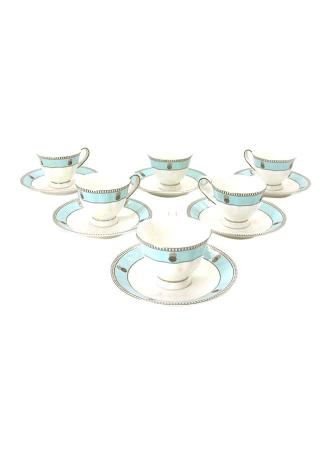 12-Piece Tea Cup And Saucer Set White/Blue