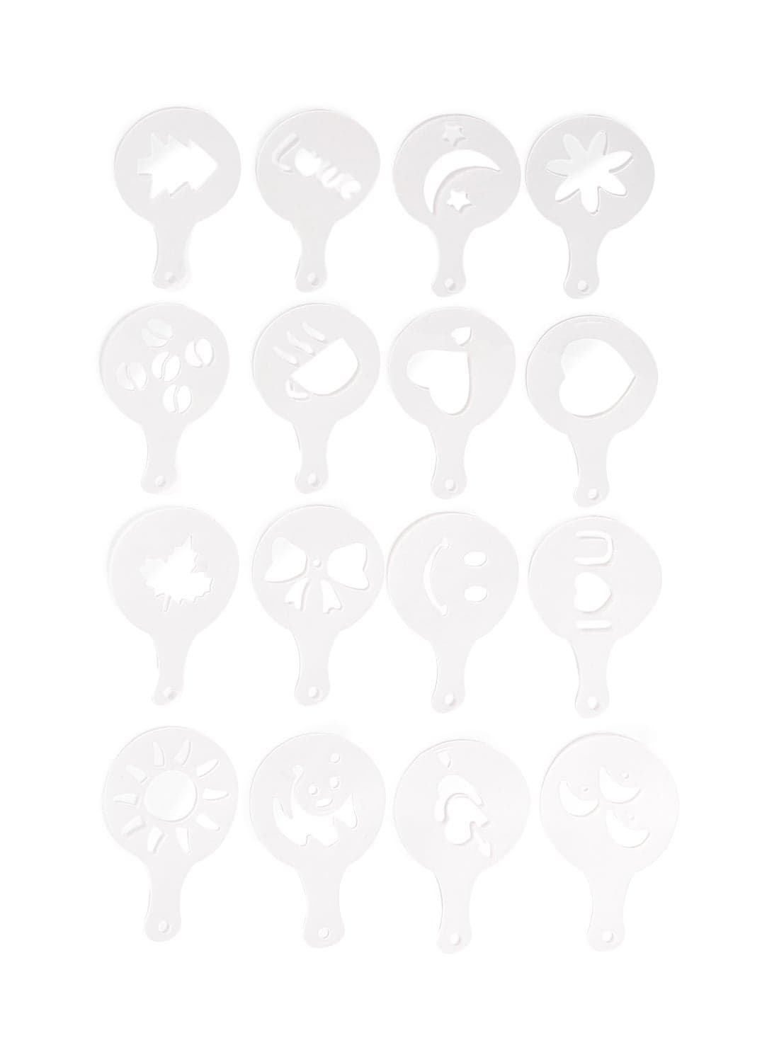 16-Piece Coffee Art Stencil Set Silver