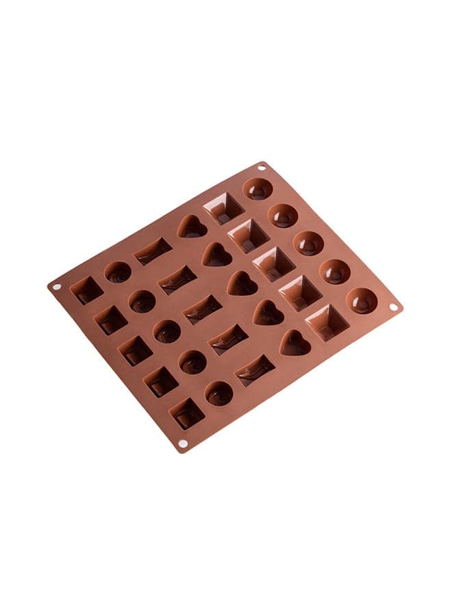 Food Grade Silicone 30 Grids Baking Nonstick Mould Brown 28x2x24cm