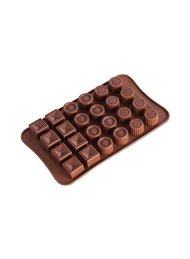 24 Grids Food Grade Silicone Cake Chocolate Baking Mould Brown 24x3x15cm