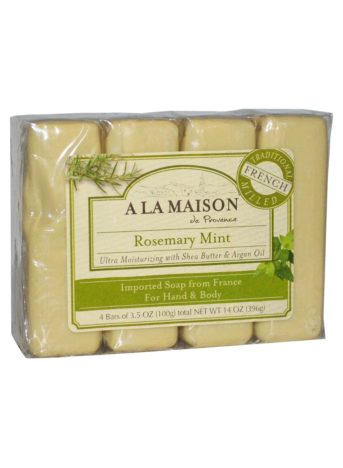 Pack Of 4 Rosemary Mint Hand And Body Bar Soap Beige