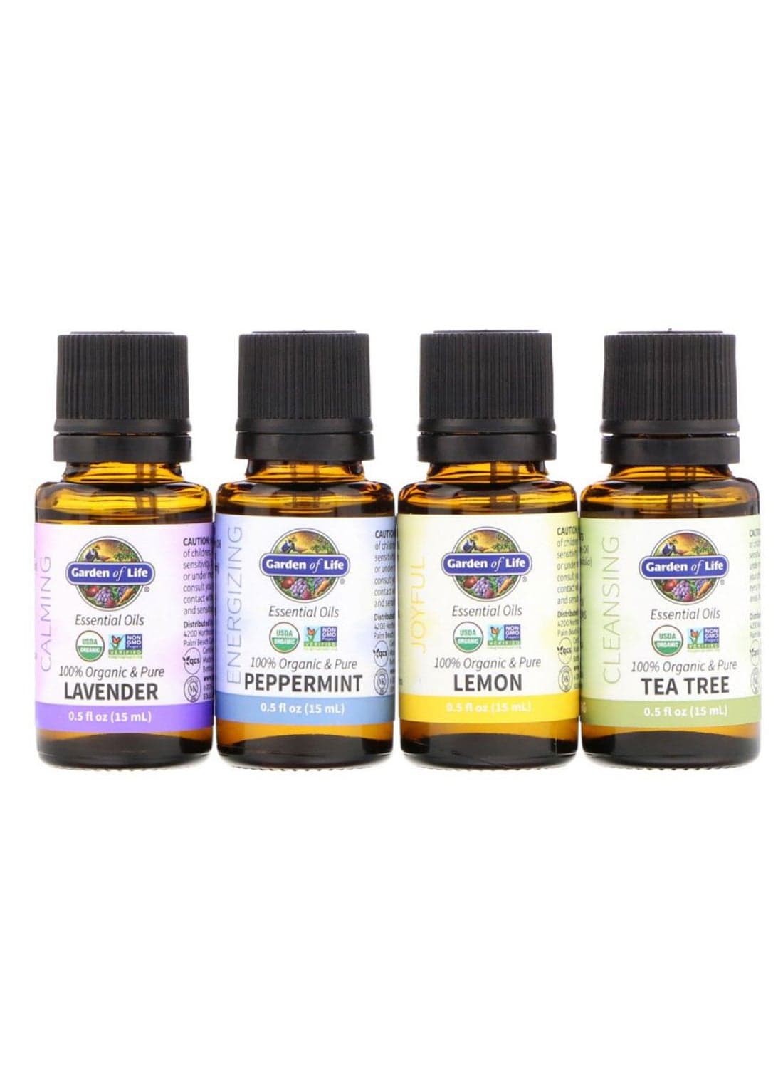 4-Piece Organic And Pure Essential Oil Set 4 x 15ml