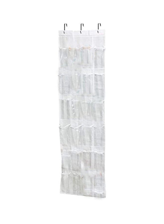 24-Pocket Plastic Hanging Shoe Rack Clear/White