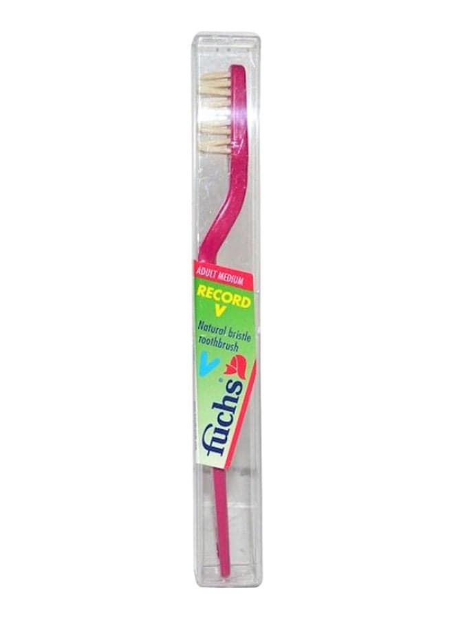 Record V Natural Bristle Toothbrush Red