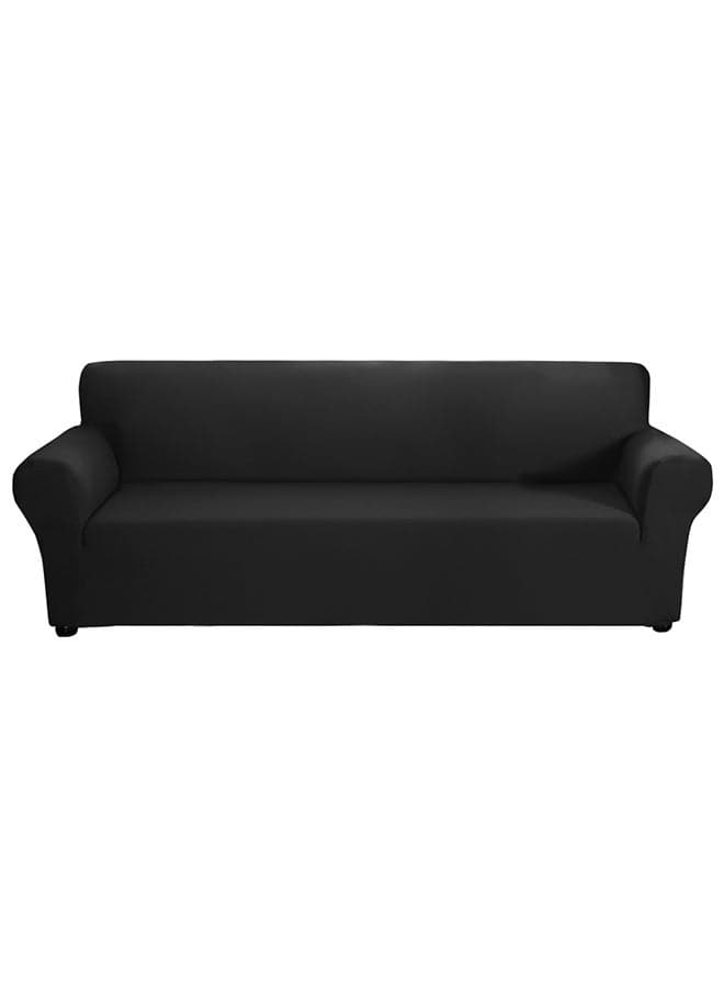 Anti-Slip 4 Seater Sofa Cover Black 30X6X25cm
