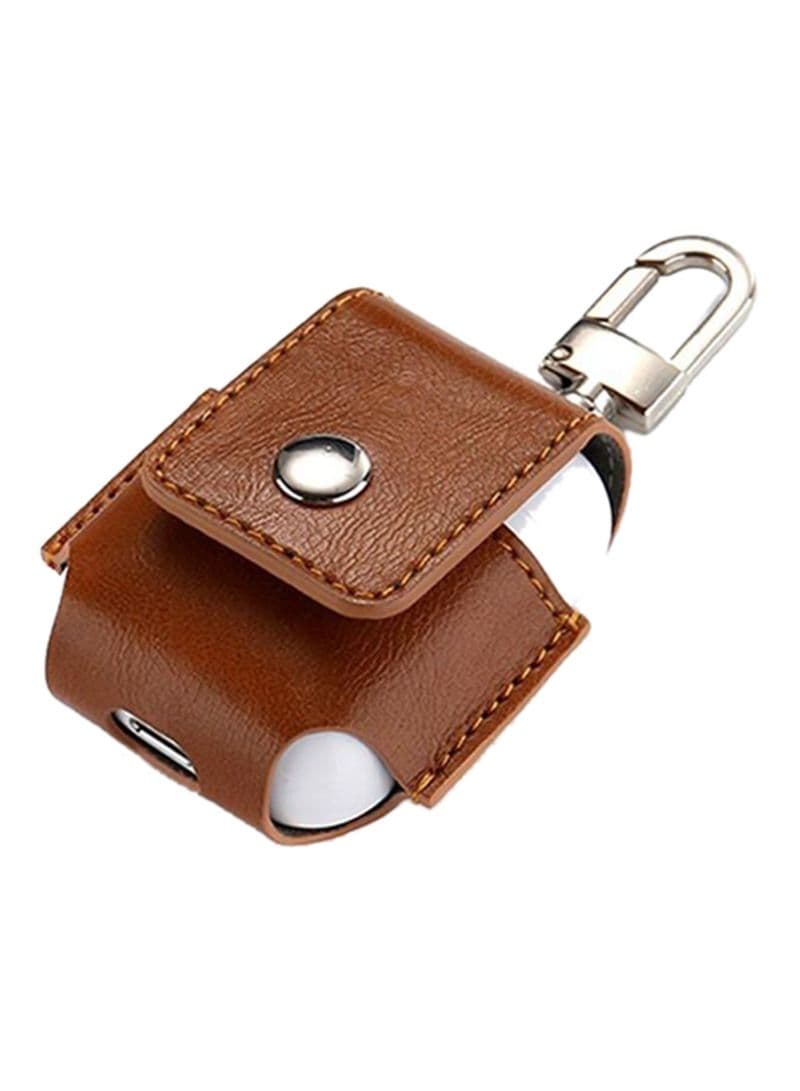 Protective Case Cover For Apple AirPods With Hook Brown