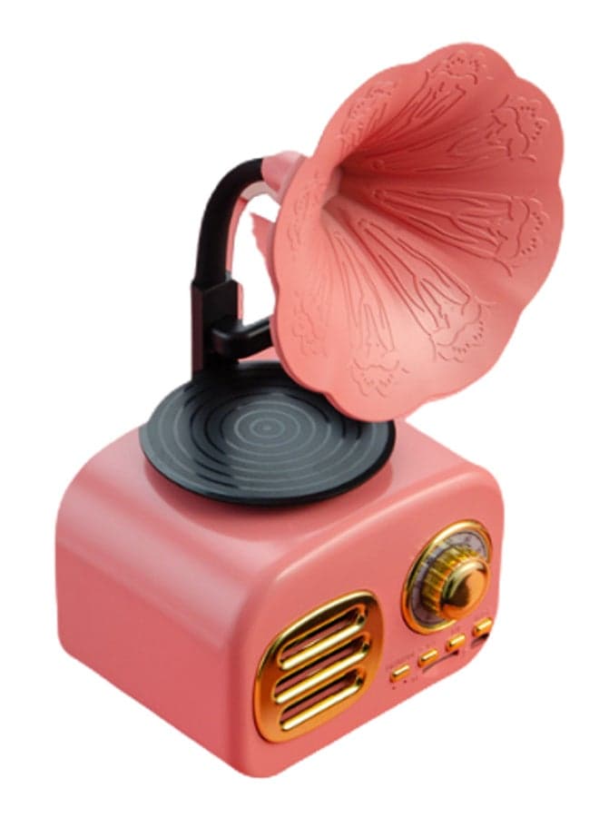 Wireless Bluetooth Gramophone Pattern Speaker Pink/Gold/Black