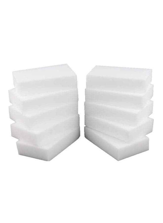 10-Piece Magic Foam Sponge Set White 10x6x2cm