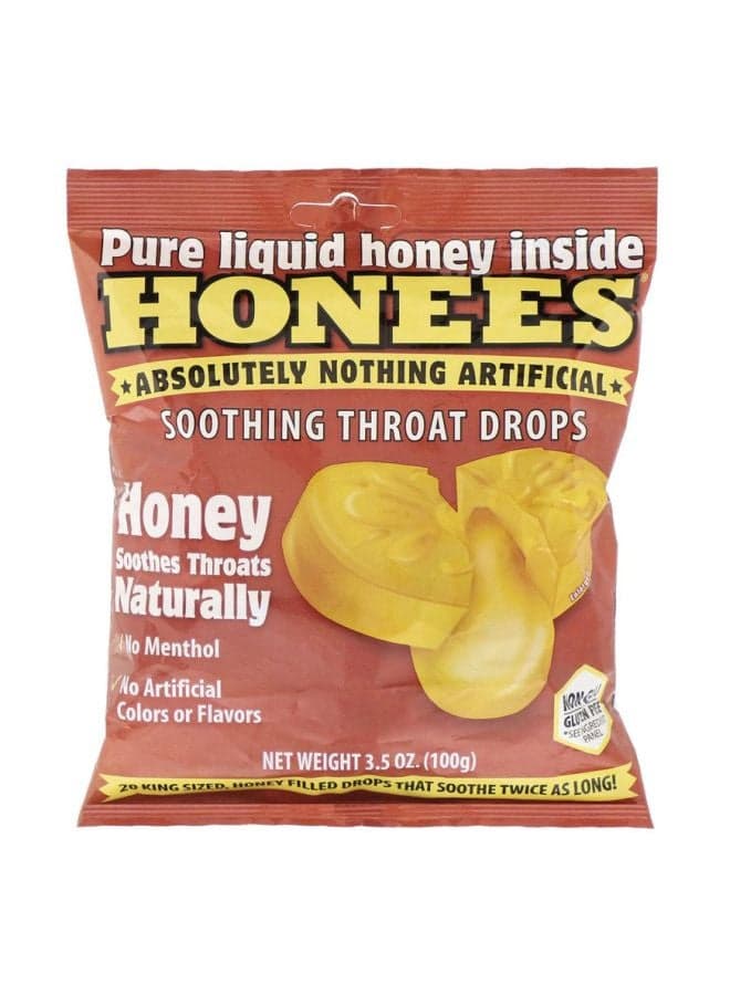 Honey Soothing Throat Drops, Honey Herbal Supplement - 20 Cough Drops