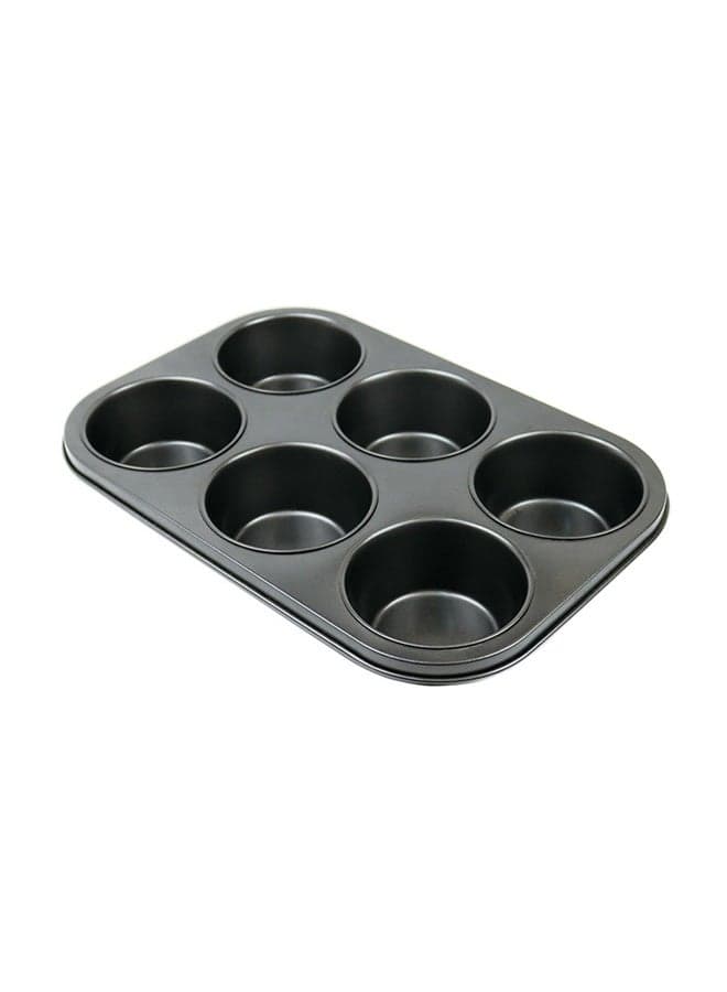6 Grid Muffin Cake Mould Black 27X19centimeter