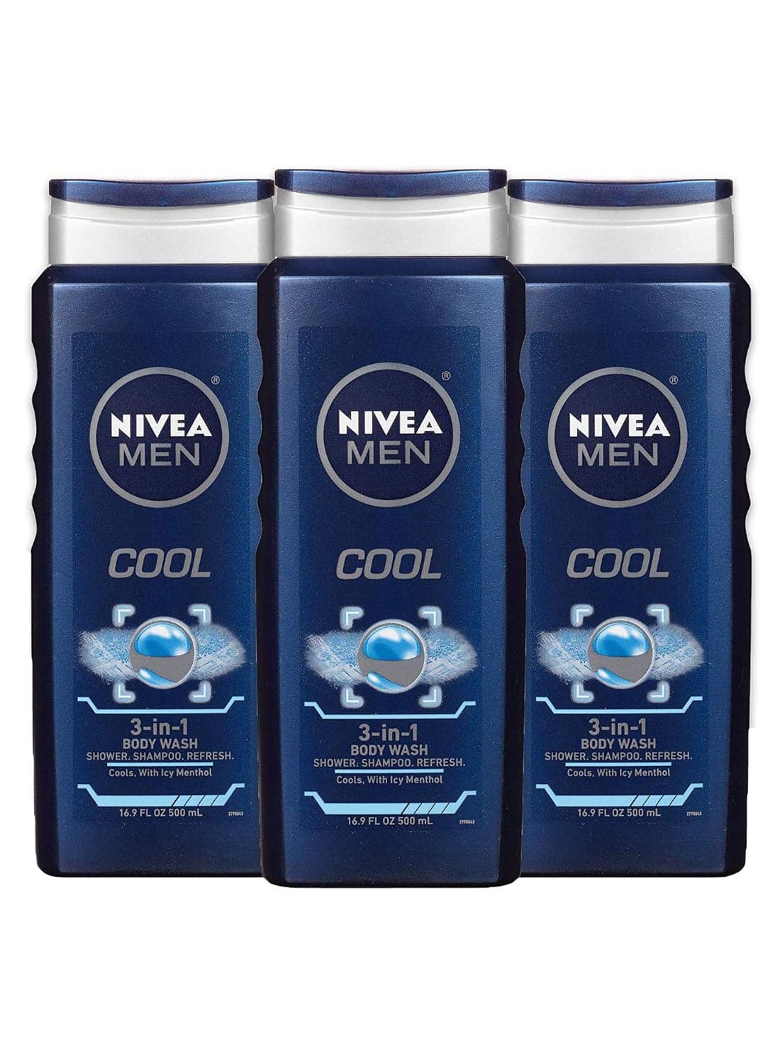 Pack Of 3 3-In-1 Refresh With Cooling Icy Menthol Body Wash 3 x 500ml