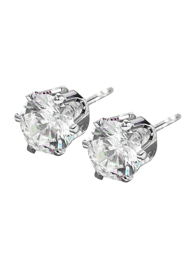 White Gold Plated Cubic Zirconium Studs
