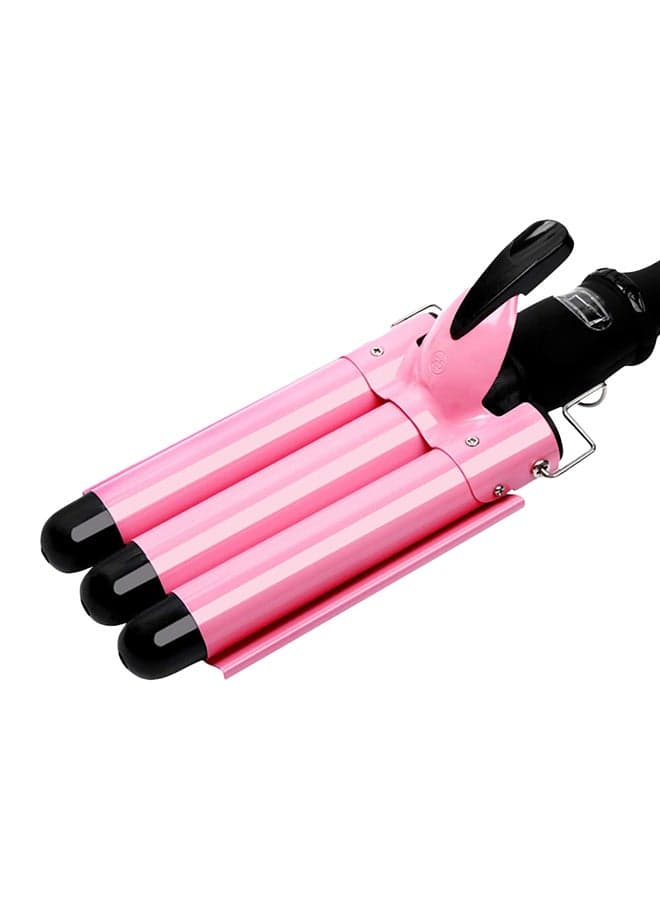 3-Barrel Fast Heating Hair Curler Pink/Black 0.984inch