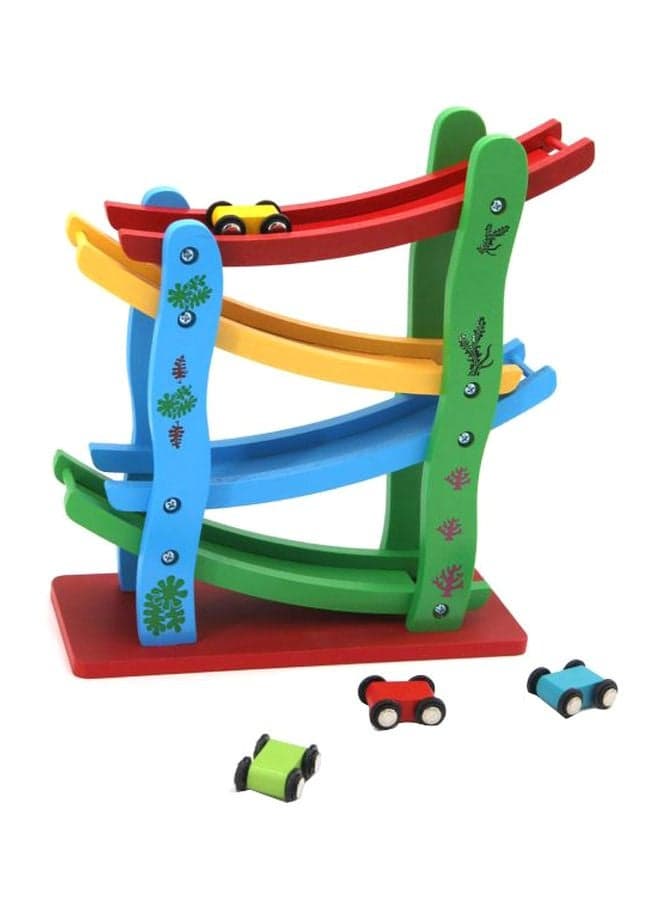 Wooden Racetrack With Cars Set