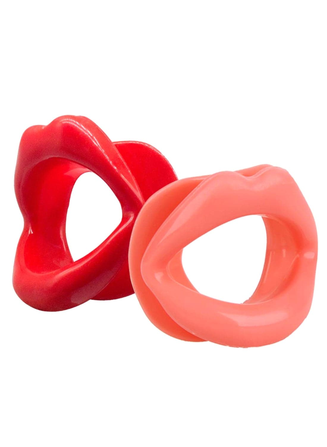 2-Piece Anti-Wrinkle Lips Trainer Face Exercise Set Red/Pink