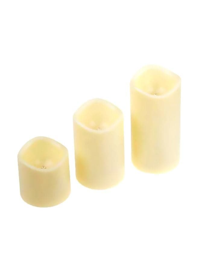 3-Piece Cylindrical LED Candle Light Set With Remote Control White