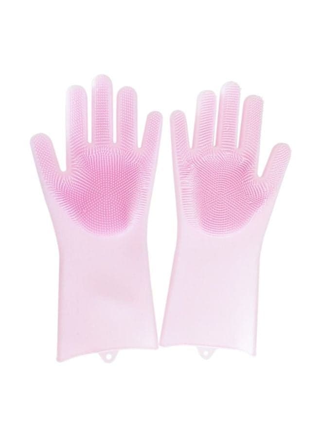 Silicone Cleaning Gloves Pink 14.06x6.50inch