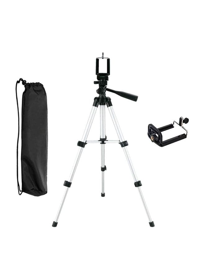 Adjustable Lightweight Tripod With Phone Holder And Bag Silver/Black