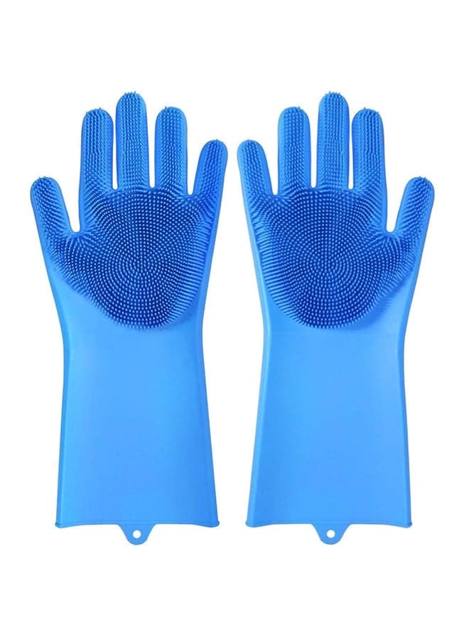 Pair Of Dishwashing Silicone Gloves Blue