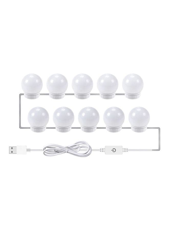 10-Piece LED Makeup Mirror Light Nature White 45x50x32mm