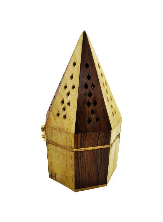 Wooden Classic Pyramid Style Burner Yellow/Brown 18x10.5cm