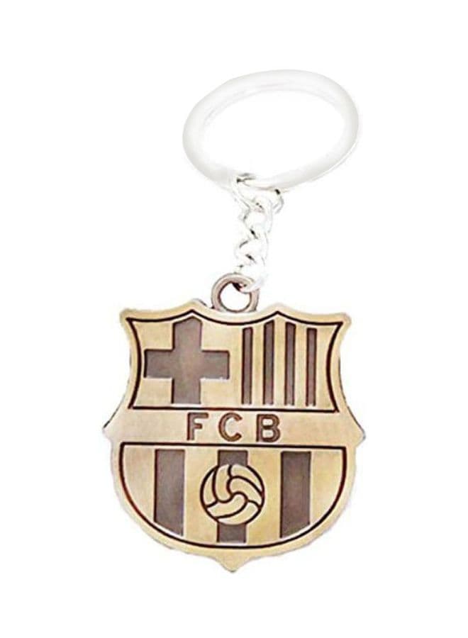 Metal Barcelona Club Logo Keychain Gold/Silver/Brown