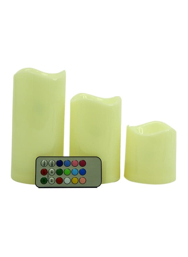 3-Piece LED Candle With Remote Control Set White