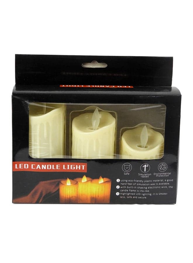 3-Piece LED Candle Light White 17X8,13X7,8X8CM